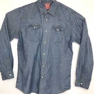 Wrangler  Denim Western Pearl Snap  Cowboy Large